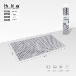 Коврик для ванны Bathlux серый TPR антискользящий 78x35 см с дренажными отверстиями