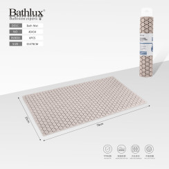 Антиковзний килимок для ванни Bathlux бежевий TPR 78x35 см - стільниковий узор