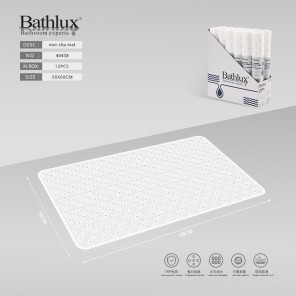 Антиковзний килимок для ванни Bathlux 68x38 см білий TPR з присосками
