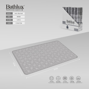 Антиковзаючий килимок для ванни Bathlux сірий 37x67 см з соти-структурою TRP