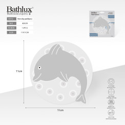 Антиковзний килимок для ванної Дельфін сірий 11x11 см набір 4 шт - Bathlux