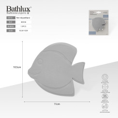 Антиковзаючі наклейки для ванни у формі рибки сірі 4 шт Bathlux 10.5x11 см