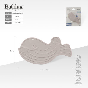 Антиковзні наклейки для ванни у формі кита бежеві 7x14.1 см 4 шт Bathlux