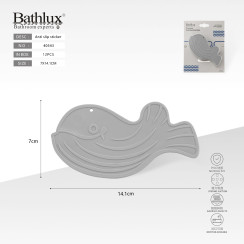 Антискользящие наклейки для ванны в форме серого кита 4 шт Bathlux 7x14.1 см