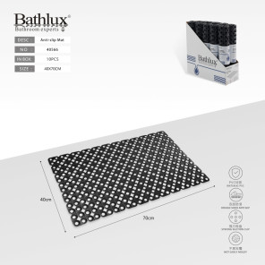 Антискользящий коврик для ванной Bathlux черный 40x70 см ПВХ с присосками