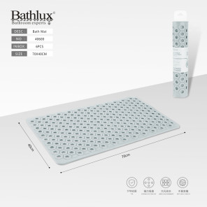 Килимок для ванної Bathlux з сотами протиковзний TPR 70x40 см сірий