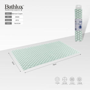 Антиковзний килимок для ванної Bathlux соти м'ятний TPR 78x35 см