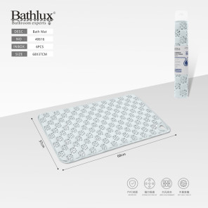 Килимок протиковзний для ванни Bathlux 68x37 см PVC прозорий з присосками