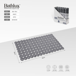 Килимок для ванни та душу Bathlux 68x36 см темно-сірий протиковзний TPR з присосками