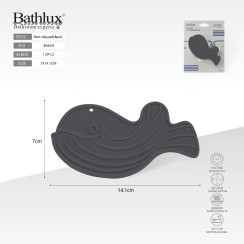 Антискользящие наклейки для ванны Bathlux в форме кита темно-серые 7x14.1 см 4 шт.
