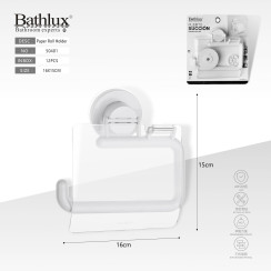 Тримач для туалетного паперу Bathlux 50401 на присосці з кришкою білий 16x15 см
