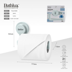 Тримач для туалетного паперу Bathlux на присосці без свердління 17.5x10.5x7.5 см блакитний