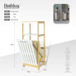 Стеллаж для ванной из бамбука и МДФ с корзиной для белья Bathlux 98x36x33 см белый