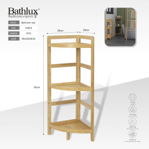 Кутова бамбукова полиця для ванної Bathlux 4 рівні 85x29x29 см