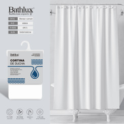 Шторка для душу Bathlux біла 180x180 см поліестер водонепроникна з кільцями 60054