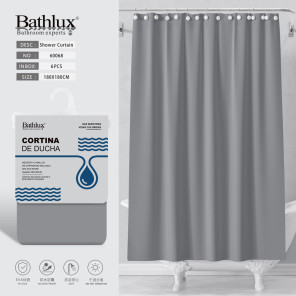 Штора для душу сіра Bathlux 180x180 см EVA водовідштовхувальна антигрибкова