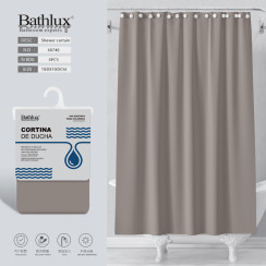 Шторка для душу Bathlux бежево-сіра 180x180 см водонепроникна поліестер