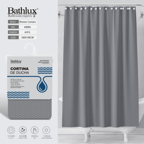Шторка для душу Bathlux сіра з сотами 180x180 см EVA+PE водовідштовхувальна