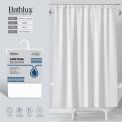Шторка для душа Bathlux белая EVA 180x180 см водонепроницаемая с узором.