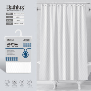 Шторка для душа Bathlux белая EVA 180x180 см водонепроницаемая с узором.
