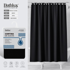 Штора для душу Bathlux чорна з стільниковим узором EVA+PE 180x180 см