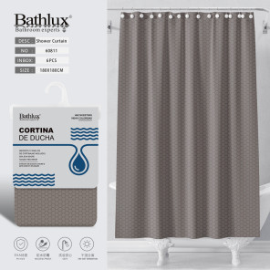 Шторка для душу Bathlux 180x180 см сіро-коричнева з принтом стільники EVA+PE