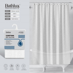 Шторка для душа Bathlux белая с узором 180x180 см. EVA водонепроницаемая.