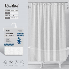 Шторка для душу Bathlux біла з візерунком 180x180 см EVA водонепроникна