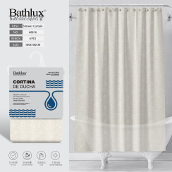 Шторка для душу Bathlux 180x180 см бежева з візерунком камінь EVA+PE