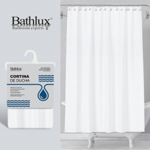 Шторка для душу Bathlux біла 180x180 см з кільцями водовідштовхувальна EVA+PE 60819