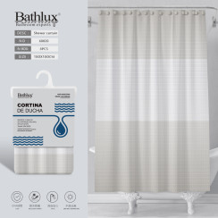 Шторка для душа Bathlux 180x180 см EVA бежево-серая водонепроницаемая градиент - арт. 60820