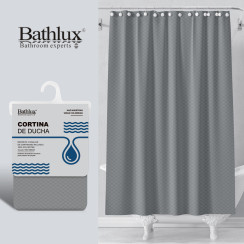 Шторка для душа Bathlux серая с геометрическим узором 180x180 см полиэстер