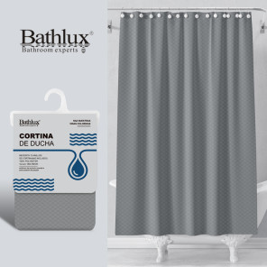 Шторка для душу Bathlux сіра з геометричним візерунком 180x180 см поліестер