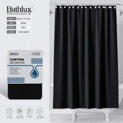 Шторка для душу Bathlux чорна 180x180 см водовідштовхувальна поліестер 60982