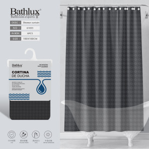 Штора для душу Bathlux темно-сіра з ромбами 180x180 см EVA водовідштовхувальна
