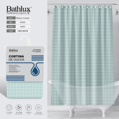 Шторка для душу Bathlux м'ятна з ромбами EVA+PE 180x180 см водонепроникна