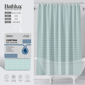 Шторка для душу Bathlux м'ятна з ромбами EVA+PE 180x180 см водонепроникна