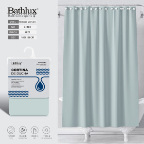 Шторка для душу Bathlux 180x180 см блакитна EVA водовідштовхувальна протигрибкова