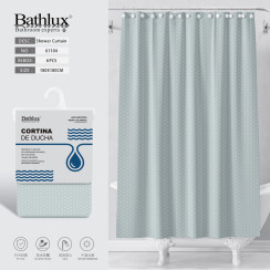 Шторка для душу Bathlux з візерунком стільника 180x180 см м'ятно-сіра EVA+PE