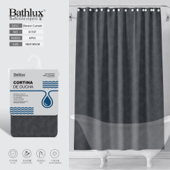 Штора для душу Bathlux темно-сіра з візерунком 180x180 см EVA водонепроникна
