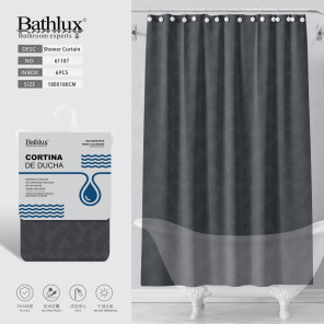 Штора для душу Bathlux темно-сіра з візерунком 180x180 см EVA водонепроникна