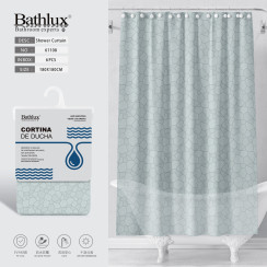 Шторка для душа Bathlux 180x180 см мятная с узором камень EVA+PE водоотталкивающая