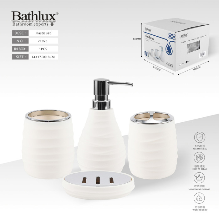 Набор аксессуаров для ванной Bathlux 4 белый пластик ABS с хромированными деталями.