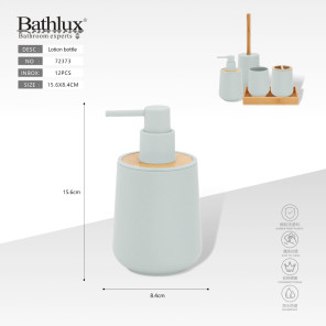 Дозатор для мила Bathlux 72373 блакитний пластик з бамбуком 15.6x8.4 см