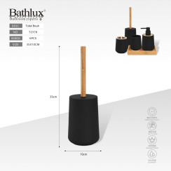Йоржик для унітазу Bathlux чорний з бамбуковою ручкою 35x10 см