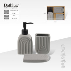 Набір аксесуарів для ванної кімнати керамічний сірий 3 предмети Bathlux 18x22 см