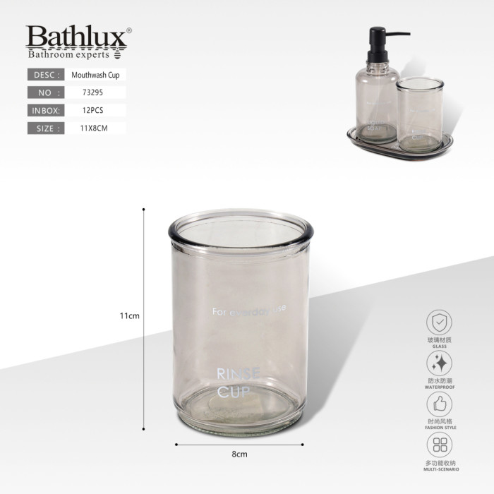 Склянка для полоскання рота Bathlux Rinse Cup скляна димчаста 11x8 см
