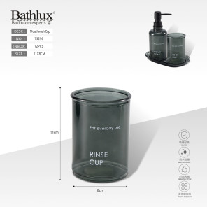 Стакан для полоскания рта стеклянная темно-серая Bathlux 11x8 см