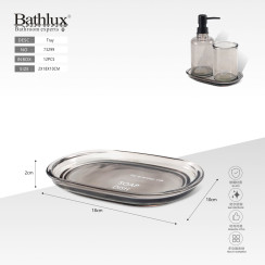 Скляна мильниця-піднос Bathlux димчаста 18x10x2 см для ванної кімнати