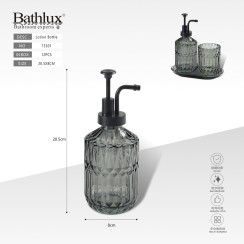 Дозатор для мыла стеклянный дымчатый Bathlux 73301 - 20.5x8 см